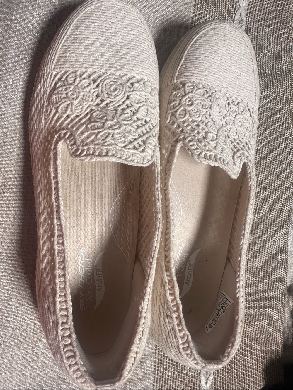 Skechers Women's Cream Crochet Slip-On Flats
